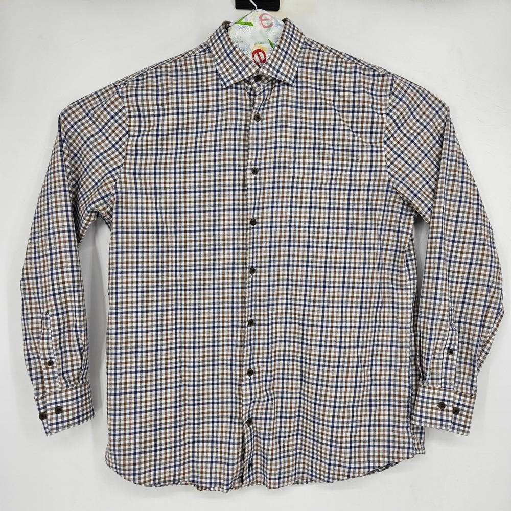 Johnnie O Shirt‎ Mens Large Long Sleeve Top Shelf Check Lightweight Casual